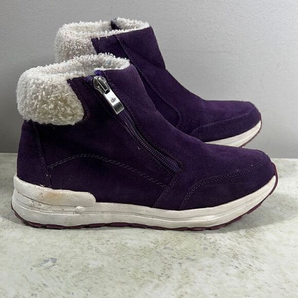 Lands End Purple Suede Zip Bootie 6.5 - Picture 4 of 8